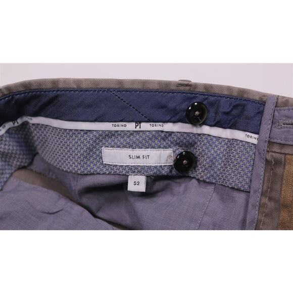 PT Torino Khaki Tan Flat Front Slim Fit Stretch Cotton Chino Pants 34x28 - Picture 7 of 9